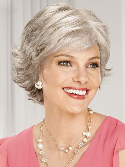 Classic Style Gray Wig With Wavy Layers