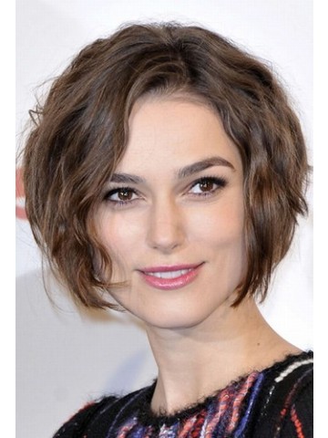 Keira Knightley Short Wavy Human Hair Lace Front Wig