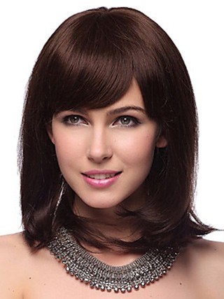 Stunning Medium Straight Capless Human Hair Wig
