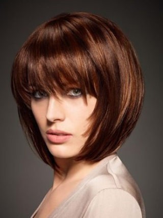 Marvelous Silky Short Bob Wig With Eye-Length Full Bang