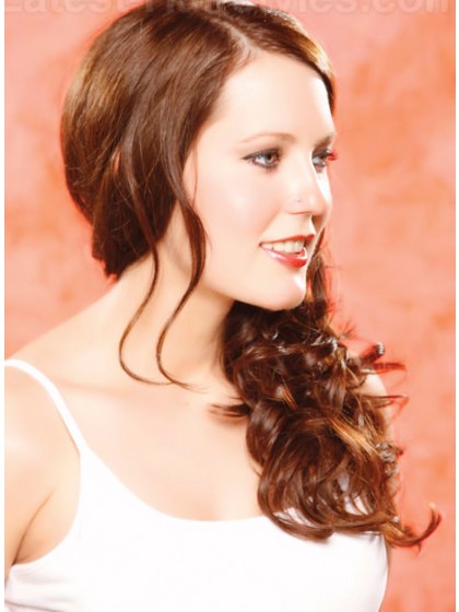 Pleasant Capless Wavy Auburn Durable Wig