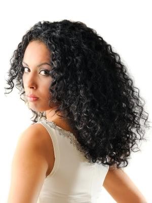 Silky Human Hair Curly Full Lace Wig