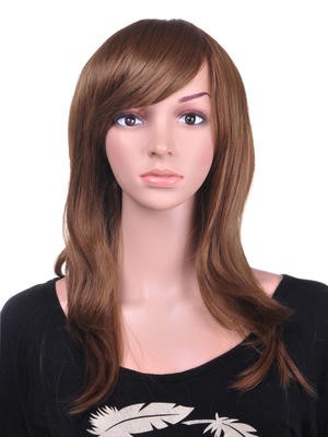 Textured Human Hair Straight Long Wig