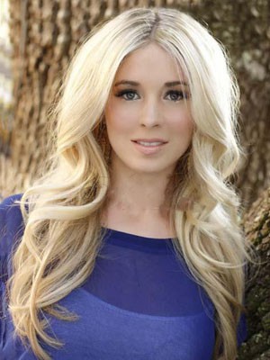 Glamorous Human Hair Wavy Long Lace Front Wig