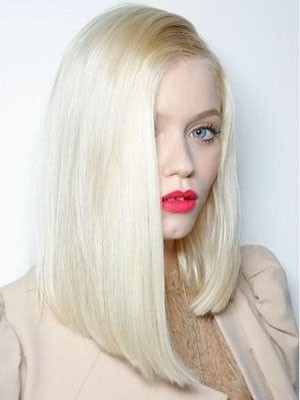 Pleasant Human Hair Straight Lace Front Wig