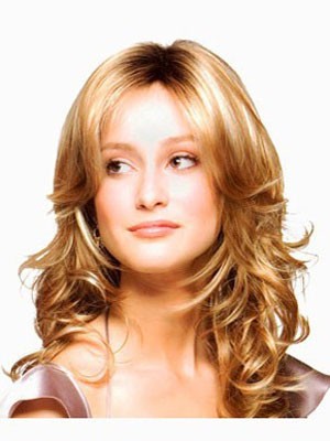 Centre Parting Hairstyle Synthetic Wavy Lace Wig For Woman