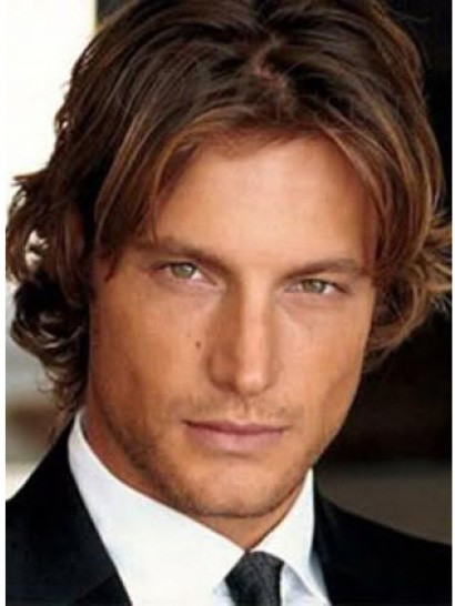 Fashionable Brown Monofilament Short Mens Toupee