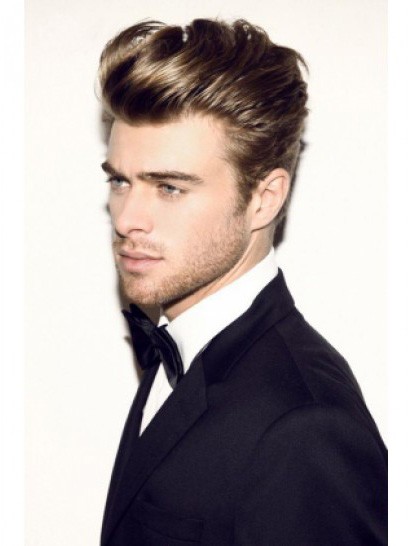 Wavy Full Lace Short Remy Human Hair Mens Wig