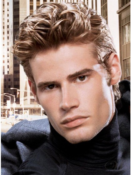Trendy Wavy Remy Human Hair Mens Wig