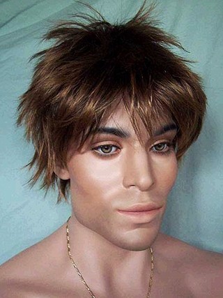 Short Natural Straight Lace Front Mens Wig