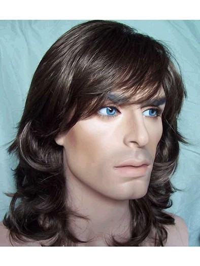 Medium Wavy Synthetic Capless Mens Wig