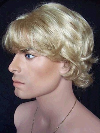 Cheap Short Synthetic Capless Mens Wig