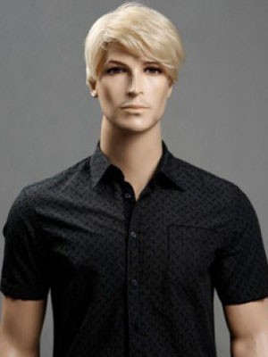 Capless Straight Blonde 6 Inch Medium Mens Wig