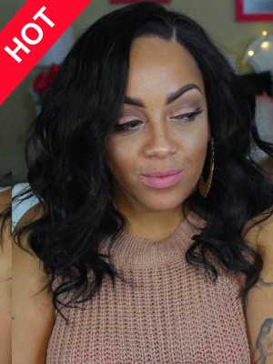 African American Long Wavy Human Hair Wig