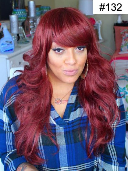 Stunning Long Auburn Red Big Wavy Wig