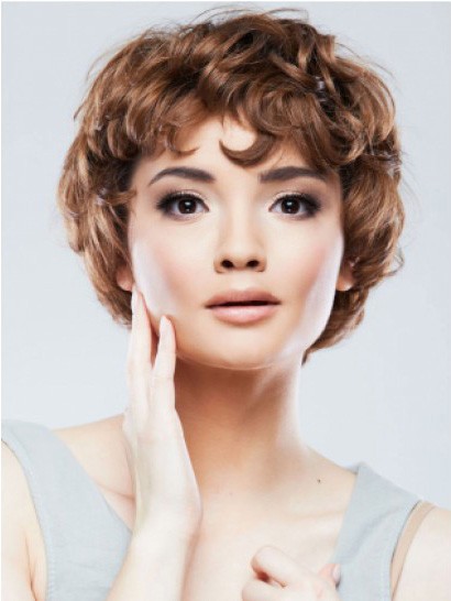 Marvelous Capless Brown Wavy Short Boycuts Wig