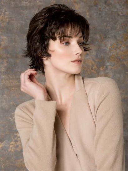 Most Popular Comfortable Short Wavy Monofilament Brown Cheap Wig