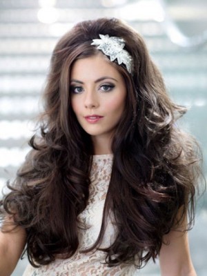 Flattering Long Wavy Synthetic 3/4 Wig