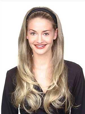 Long Natural Straight Synthetic 3/4 Wig