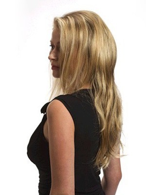 Long Natural Straight Synthetic 3/4 Wig