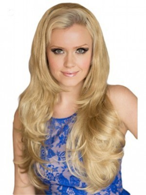 Alluring Long Wavy Blonde 3/4 Wig