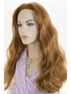 Long Wavy Strawberry Blonde 3/4 Cap Wigs