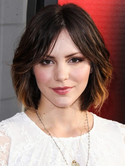 Zentrale Trennung Katharine McPhee Frisur Echthaar Perücke