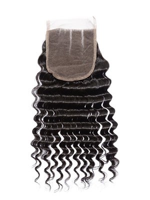 100% Remy Haar Drei-geteilte Tief Wellige Spitzeschliessen