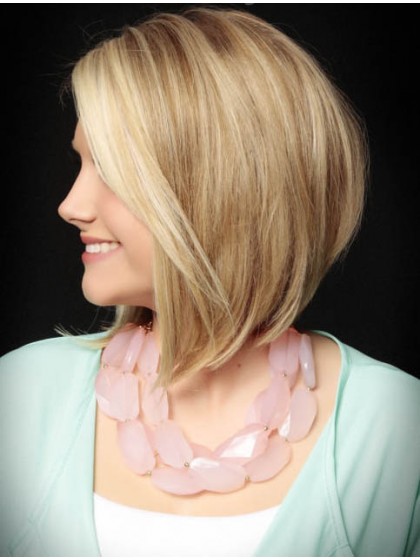Modische Blond Glatte Echthaar Perücken