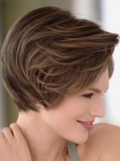 Mit Mono Top Spitzefront Bob Stil Echthaar Perücke