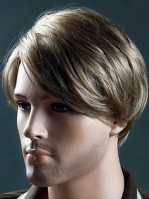 Staunenswert Sanft Blonde Kurz 6 Inch Männer Perücke