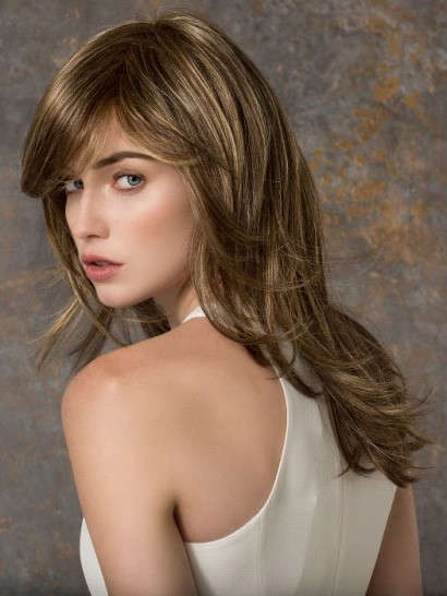 Billige Lange Blonde Wellige Monofilament Perücke