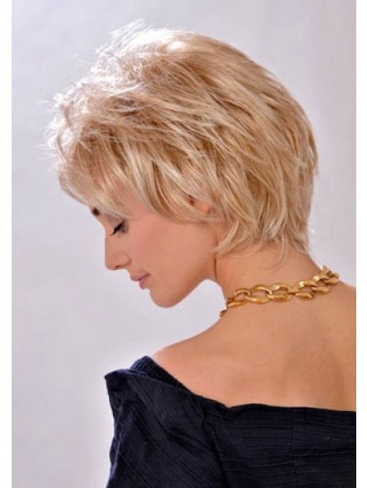 Neue Stile Kurze Wellige Monofilament Blonde Perücke
