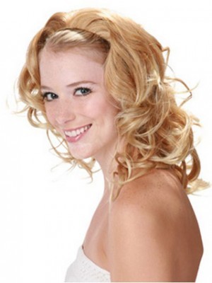 Elegante Lang Wellig 3/4 Kappenlos Perücke