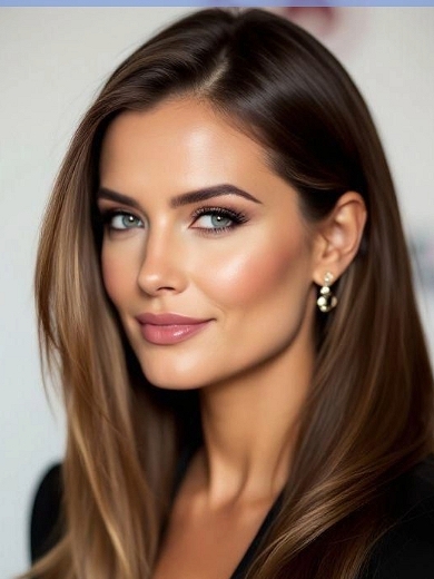 Lace Front Echthaar Perücke Braun mit Balayage – Lange Glatte Damenperücke mit Seitenscheitel
